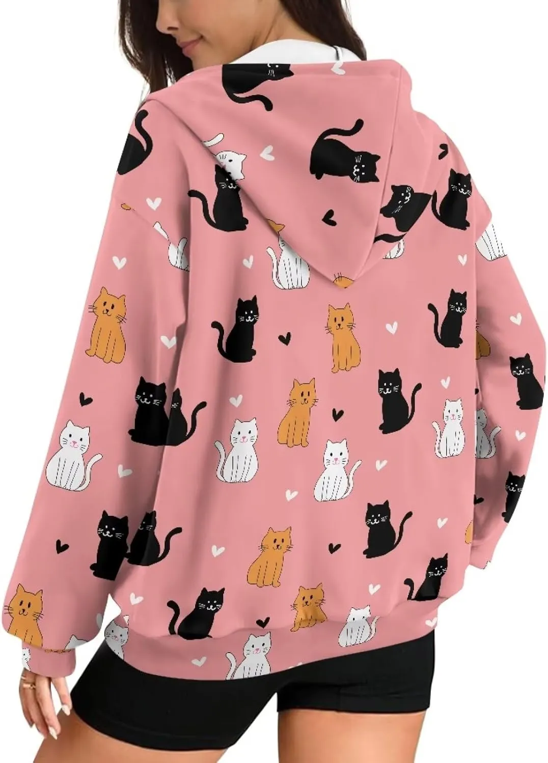 Womens Zip Up Hoodies Loose Sweatshirts, Long Sleeve Hooded Top Fashion Clothes with Pockets
