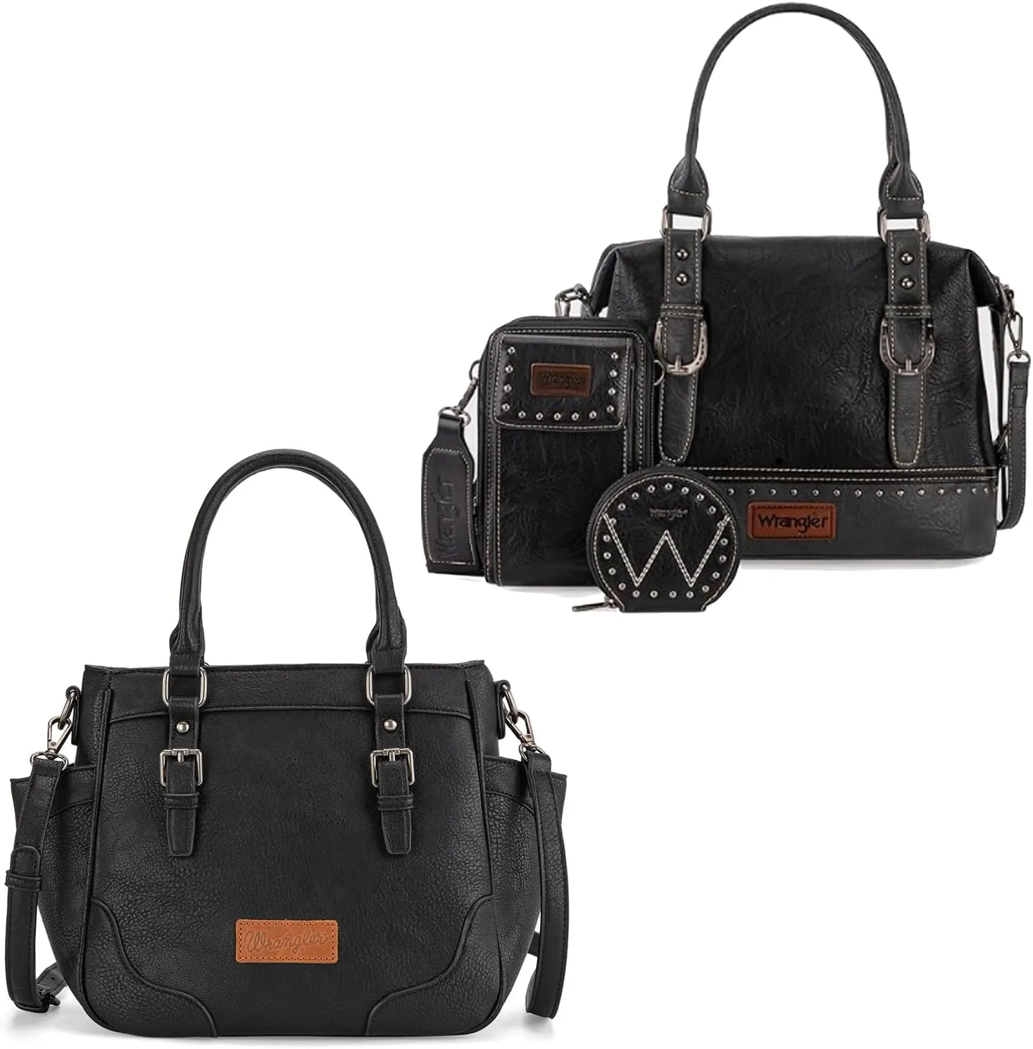 Wrangler 4Pcs Doctor Bag Set for Women, Top Handle Satchel Purse Barrel Handbags Cell Phone Purse