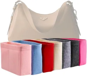 Xoppia Bag Organizer compatible with Prada Aime Large Leather Shoulder Bag. Felt Insert Liner for Women Handbag. (Brown, Style A: Exposure)