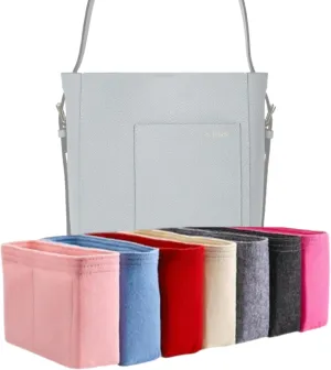 Xoppia Bag Organizer compatible with Valextra Soft Bucket Mini Bag. Felt Insert Liner for Women Handbag. (Black, Style A: Exposure)