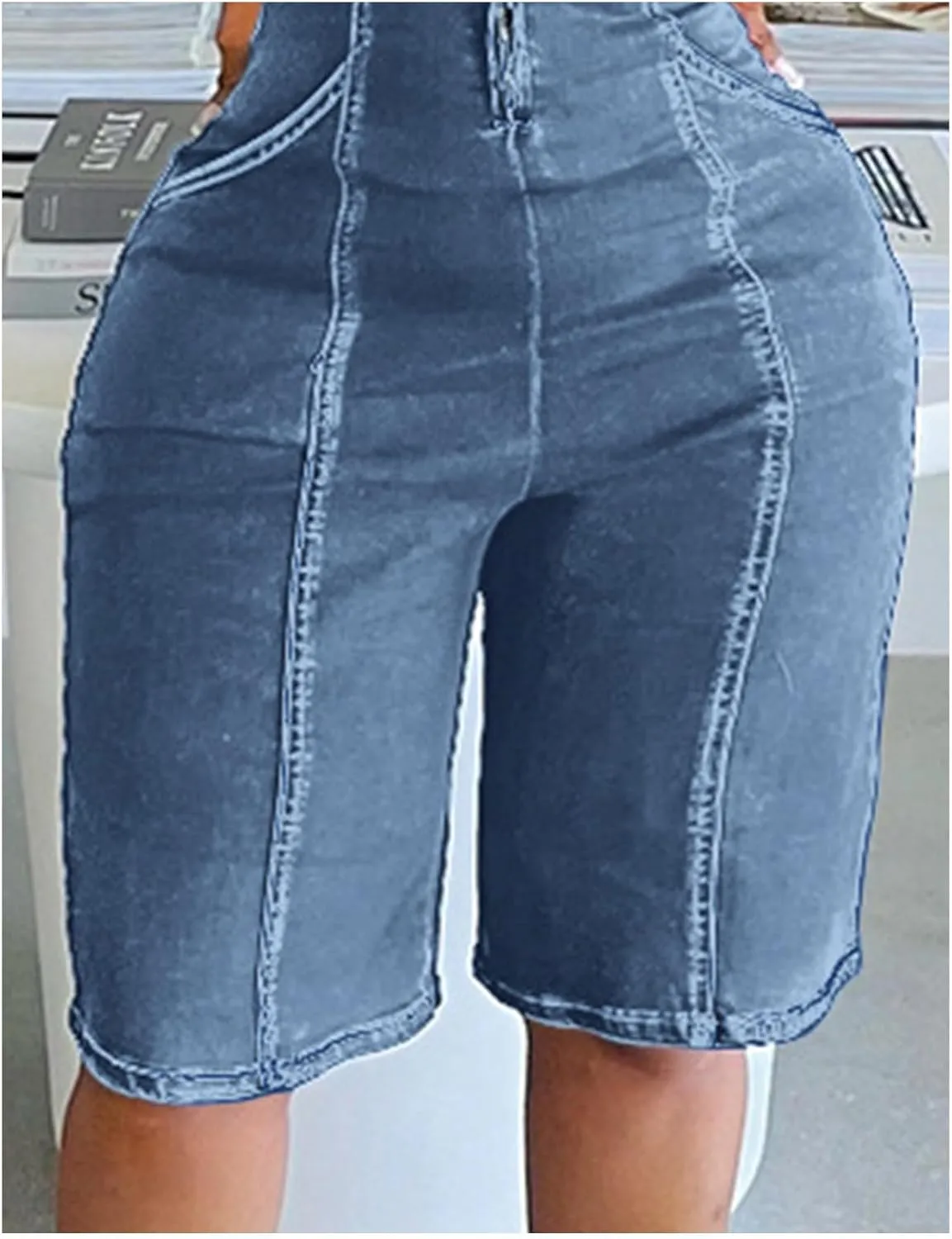 xxxiticat Women's Denim Jumpsuit Sleeveless Front Zipper Up Open Front Halter Neck Open Back One Piece Romper Overalls