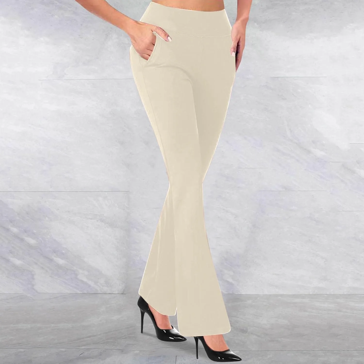 yardsong Dress Pants Women High Waisted Flare Business Casual Work Trousers Bootcut Office Pull On Slacks with Pockets