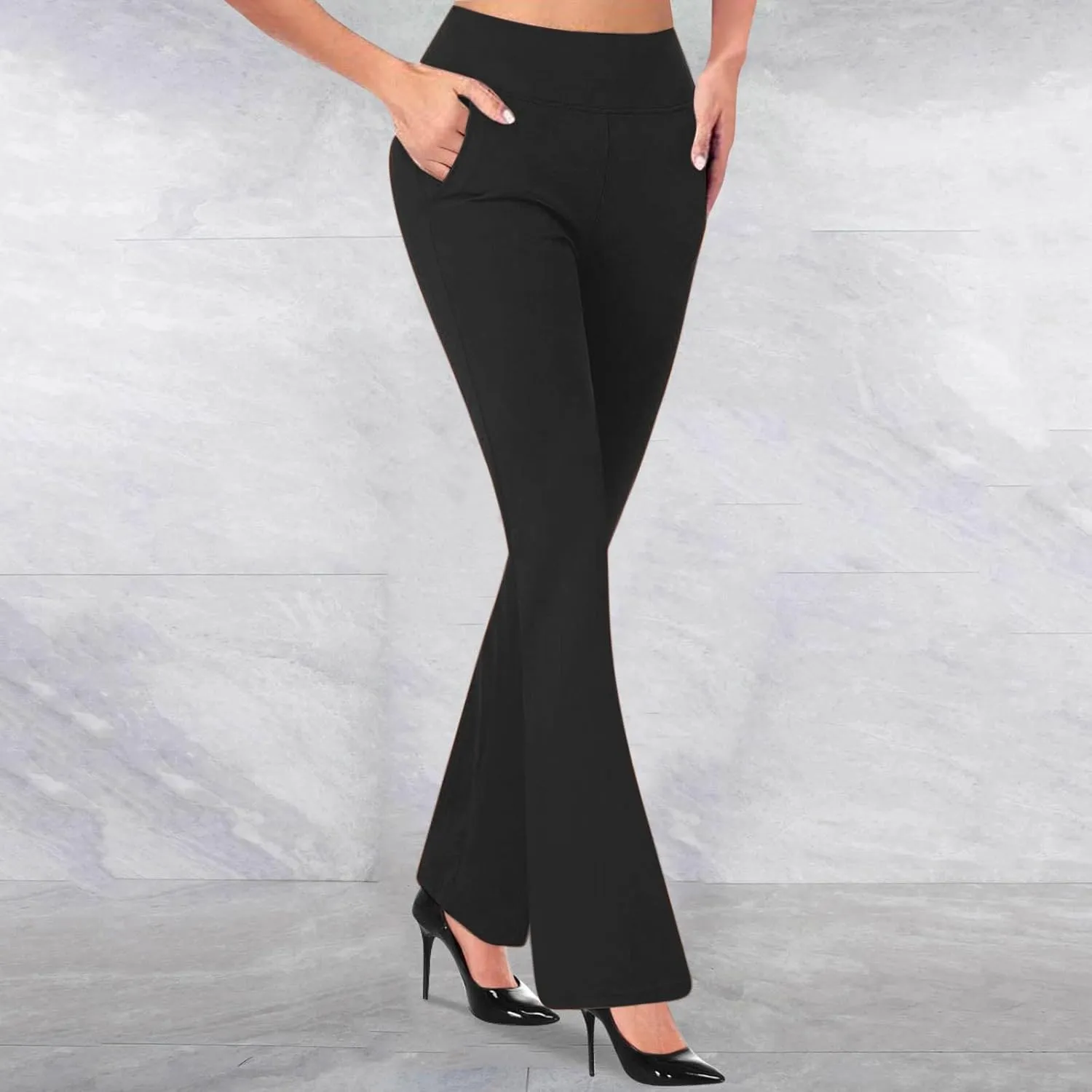 yardsong Dress Pants Women High Waisted Flare Business Casual Work Trousers Bootcut Office Pull On Slacks with Pockets
