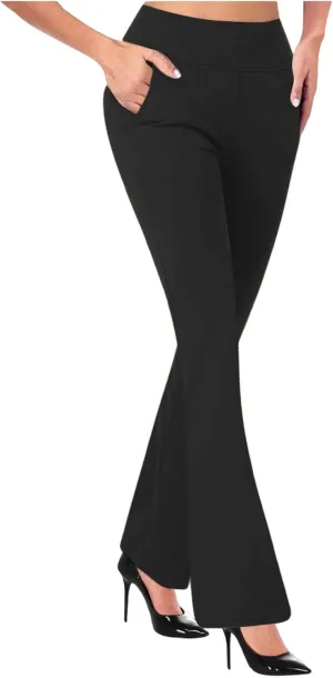 yardsong Dress Pants Women High Waisted Flare Business Casual Work Trousers Bootcut Office Pull On Slacks with Pockets