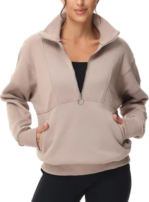 YKR Womens Oversized Sweatshirts Half Zip Up Hoodies Fleece Pullover with Pockets Y2K 2024