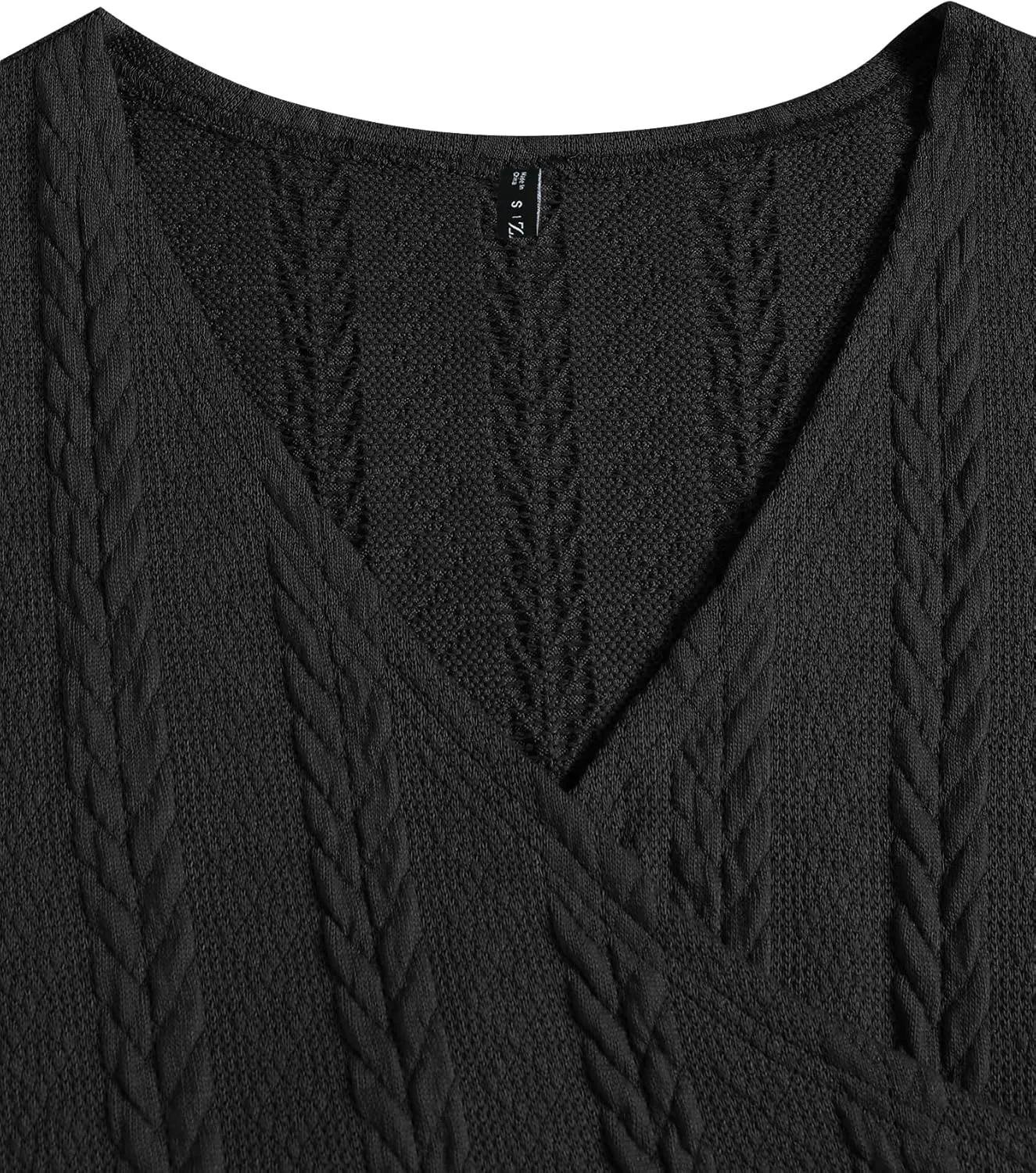 ZAFUL Women's V Neck Sweater Lantern Long Sleeve Pullover Cable Knit Cross Crop Top Casual Tie Wrap Tunic Jumper Blouses