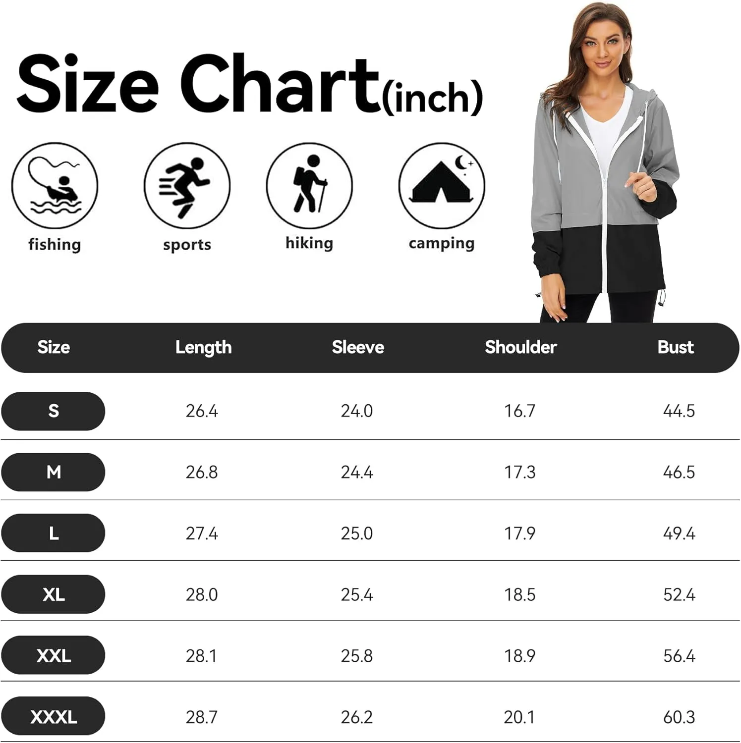 Zando Packable Rain Jacket Women Lightweight Raincoat Hood Women's Raincoats with Pocket Out Windbreaker Jacket Waterproof