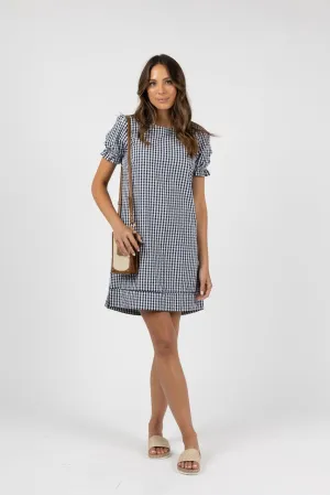 Zeta Shift Dress - Midnight / White Gingham