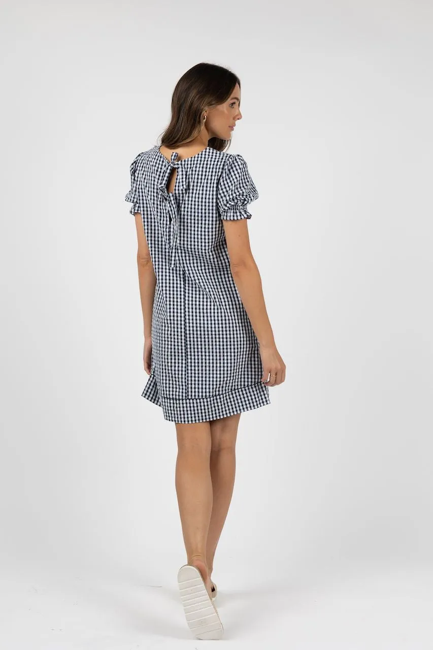 Zeta Shift Dress - Midnight / White Gingham